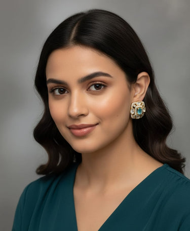 Turquoise Polki Earrings
